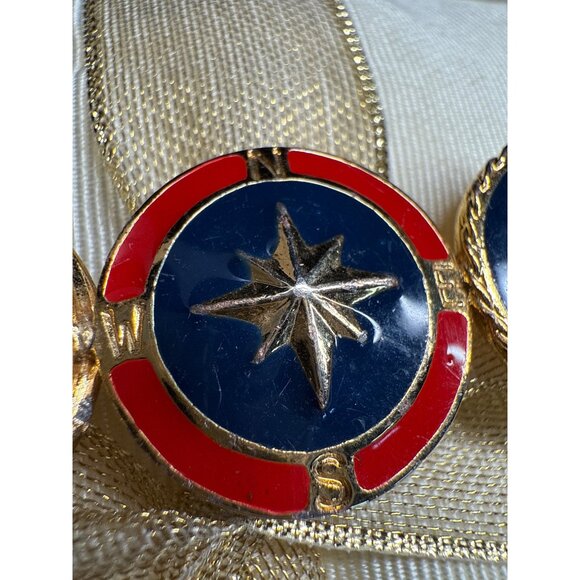 Vintage Nautical-Themed Gold-Tone Brooch Pin Trio Anchor Compass & Sailboat - Picture 3 of 10